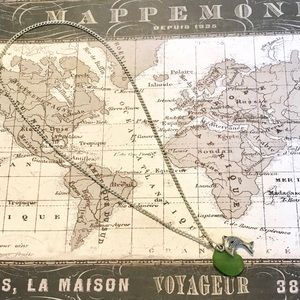 Sea Glass and Dolphin Necklace